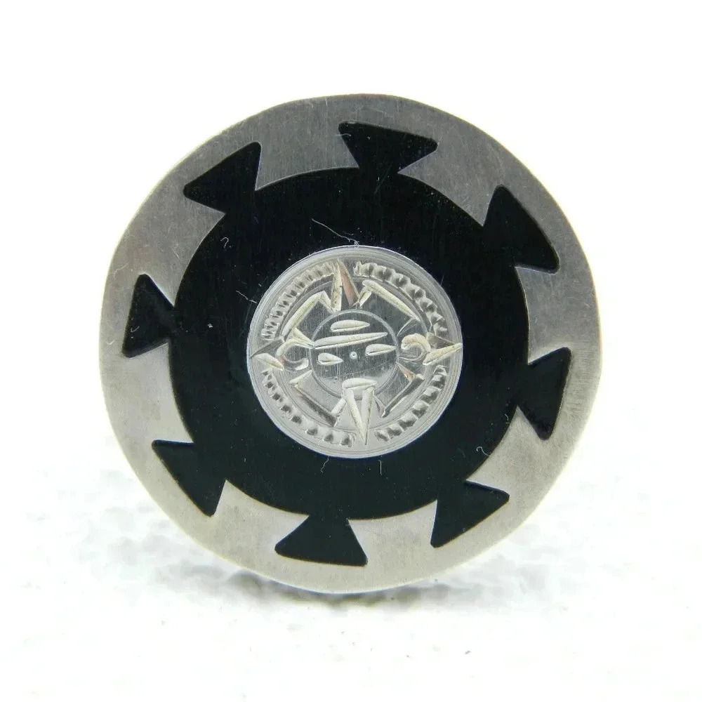Vintage Sterling Silver Onyx Pin Brooch